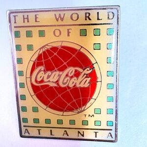 Vintage The World of Coca Cola Atlanta Red and silver pin Brooch